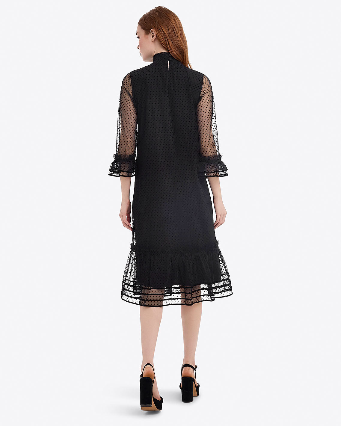 Long Sleeve Shift Dress in Tulle Belle Meade Black - Draper James