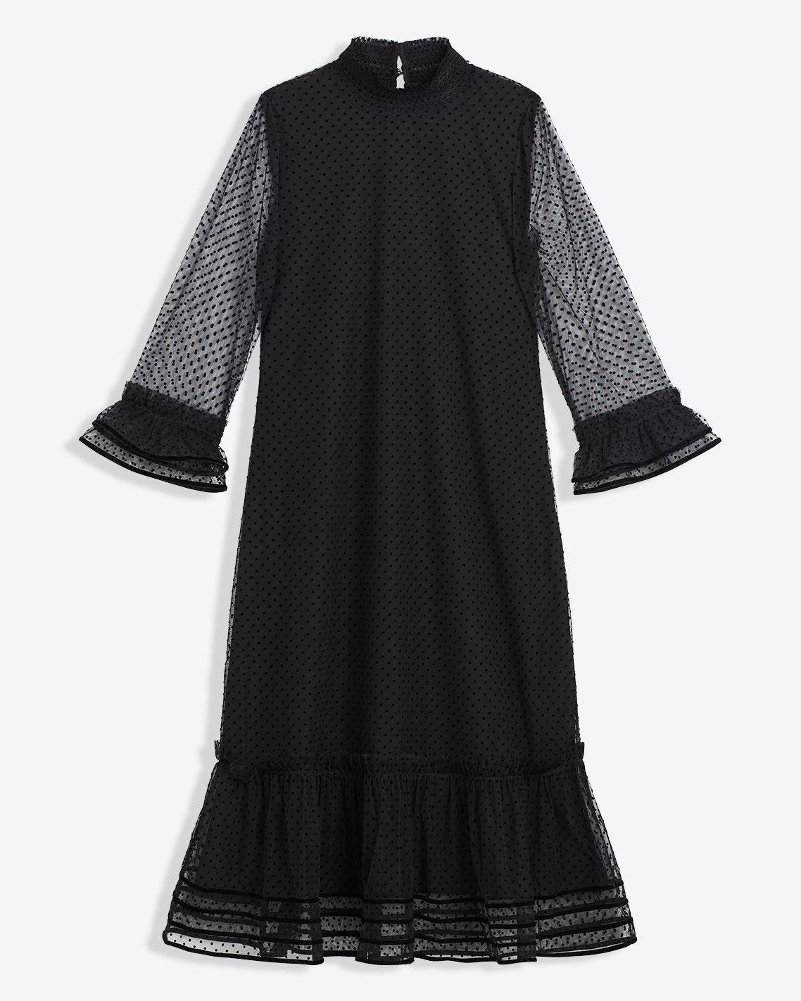 Long Sleeve Shift Dress in Tulle Belle Meade Black - Draper James