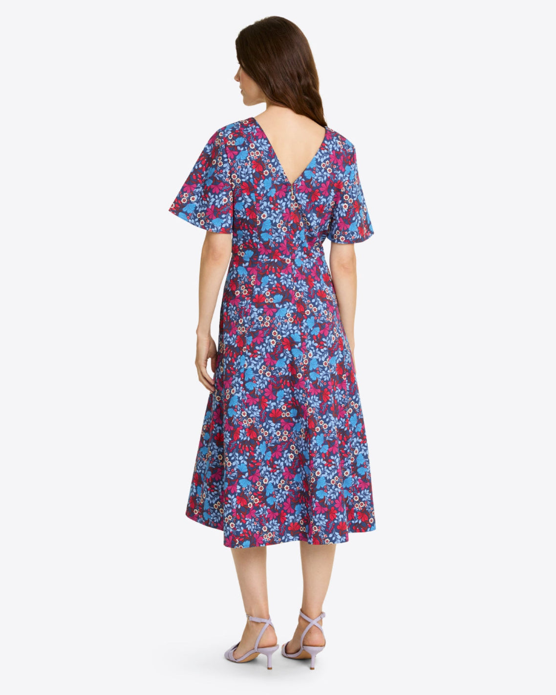 Vivienne Love Circle Midi Dress in Stretch Poplin Coneflowers - Draper James
