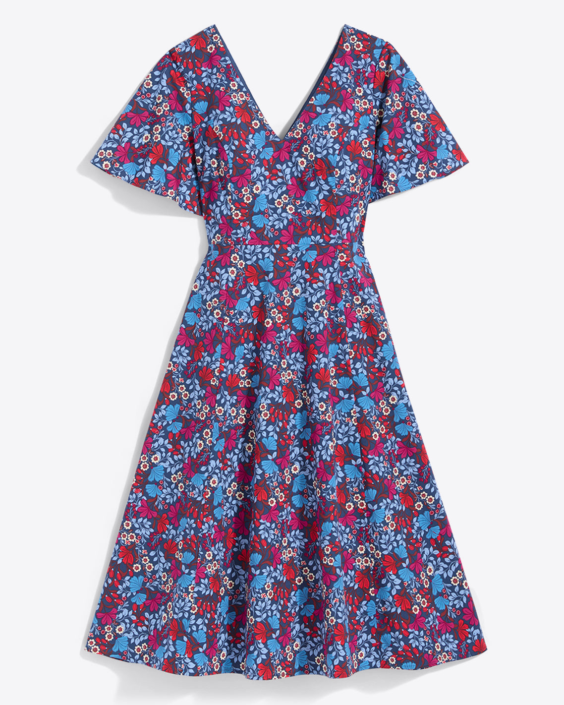 Vivienne Love Circle Midi Dress in Stretch Poplin Coneflowers - Draper James