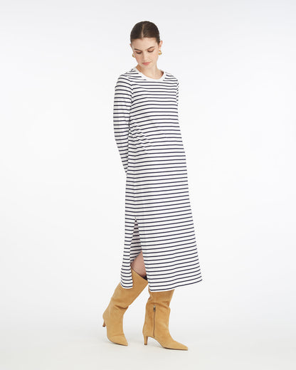 Sheryl Long Sleeve Dress in Cotton White Nautical Stripe - Draper James