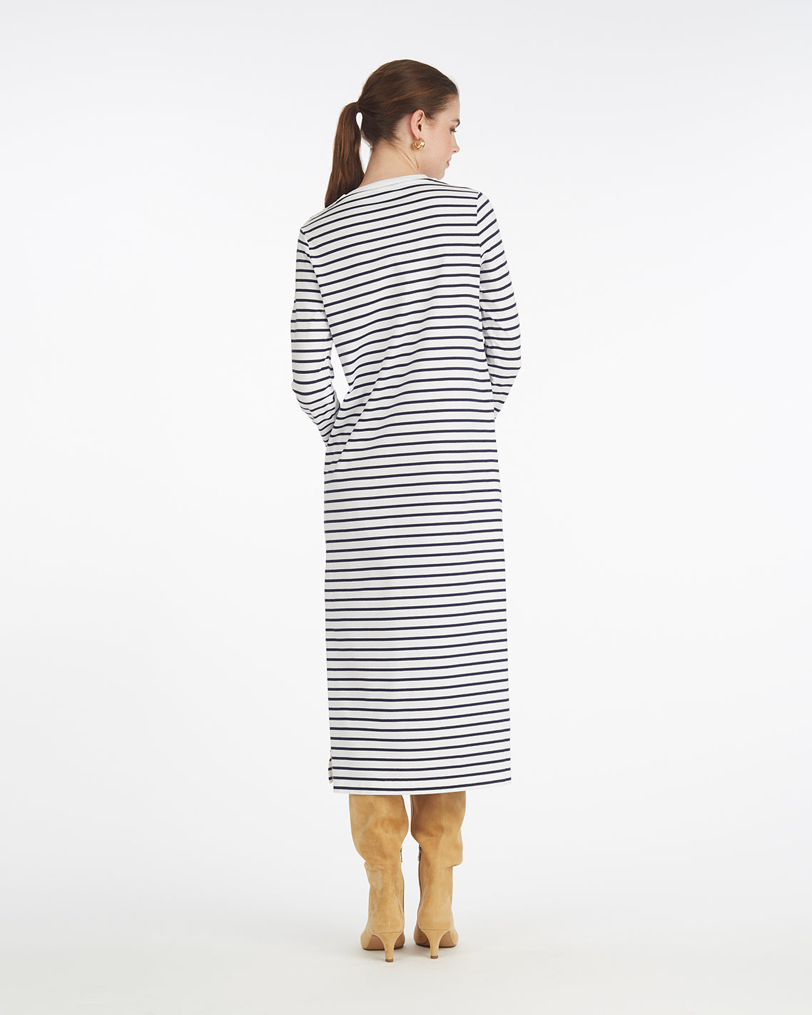Sheryl Long Sleeve Dress in Cotton White Nautical Stripe - Draper James