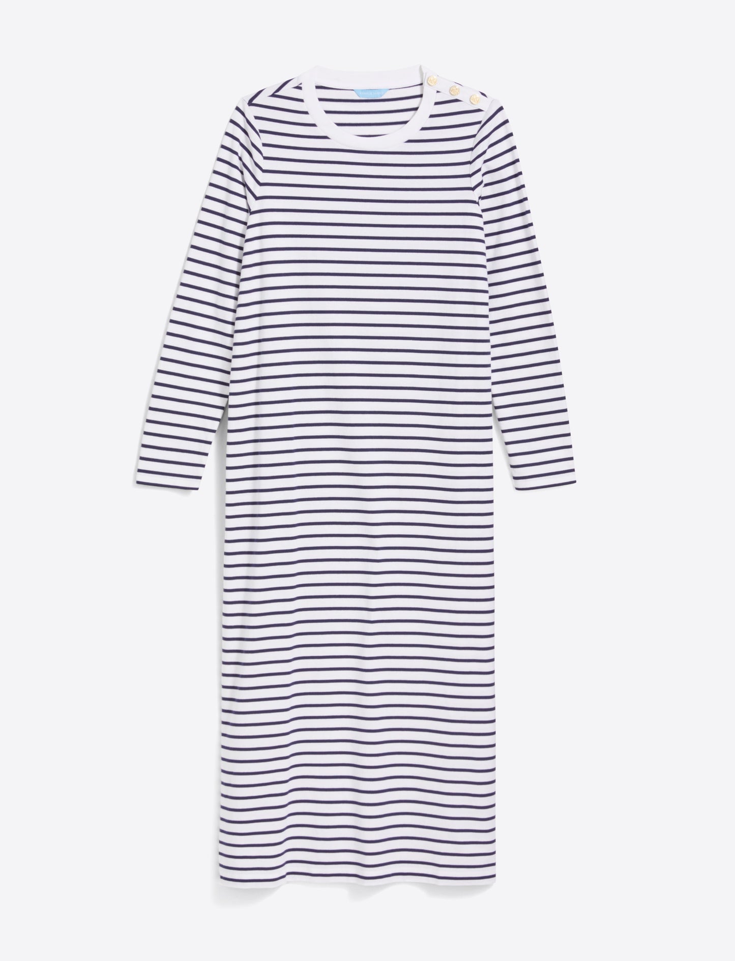 Sheryl Long Sleeve Dress in Cotton White Nautical Stripe - Draper James