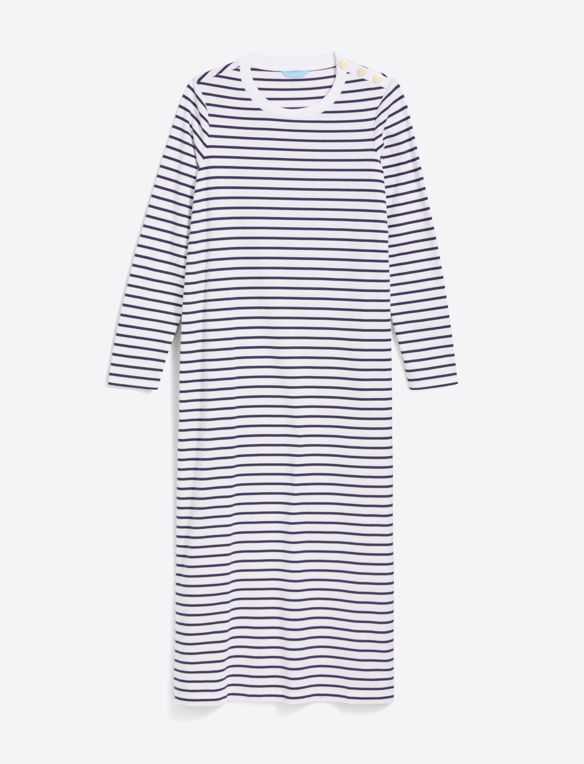 Sheryl Long Sleeve Dress in Cotton White Nautical Stripe - Draper James