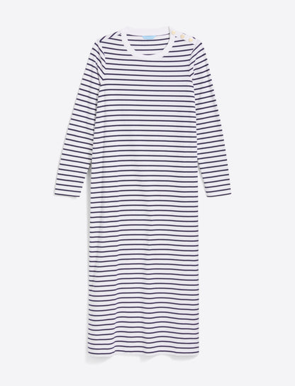Sheryl Long Sleeve Dress in Cotton White Nautical Stripe - Draper James