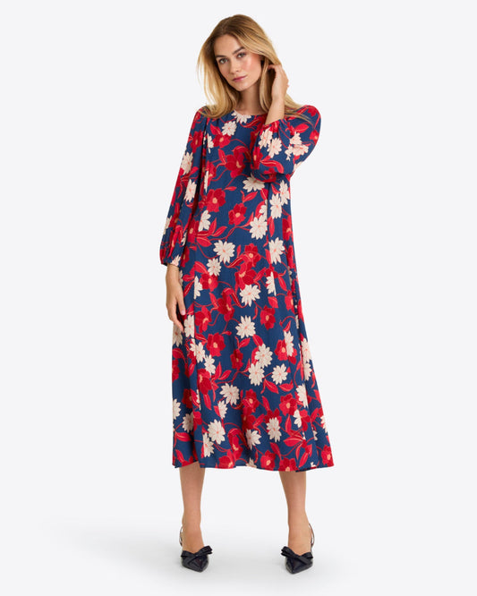 Matilda Midi Dress Nassau navy multi blossom - Draper James