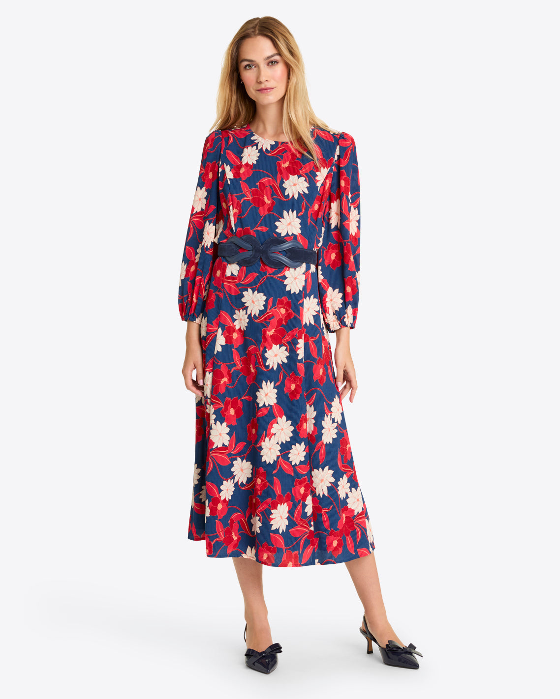 Matilda Midi Dress Nassau navy multi blossom - Draper James