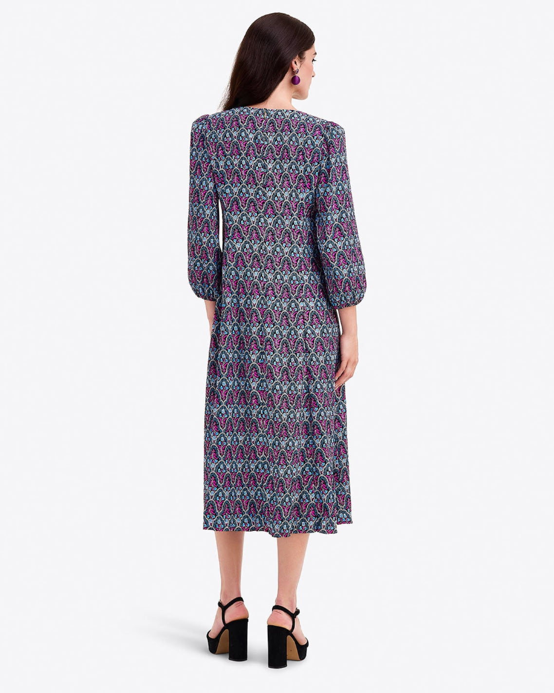 Long-Sleeve Midi Dress Black Multi - Draper James