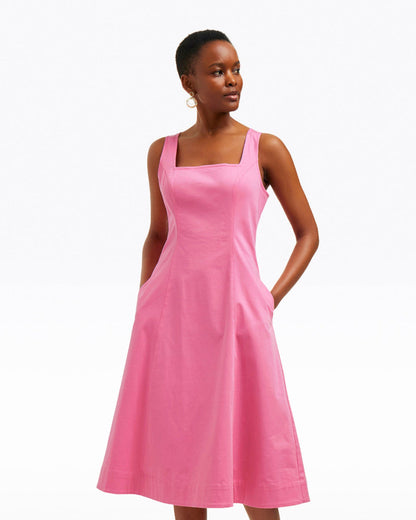 Genevieve Square Neck Sleeveless Midi Dress Pink - Draper James