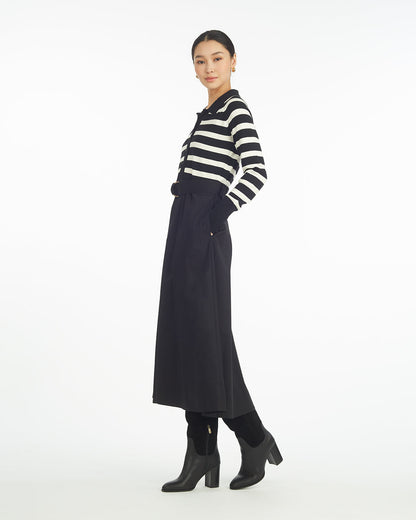 Darcy Mixed Media Dress in Black Stripe Belle Meade Black - Draper James