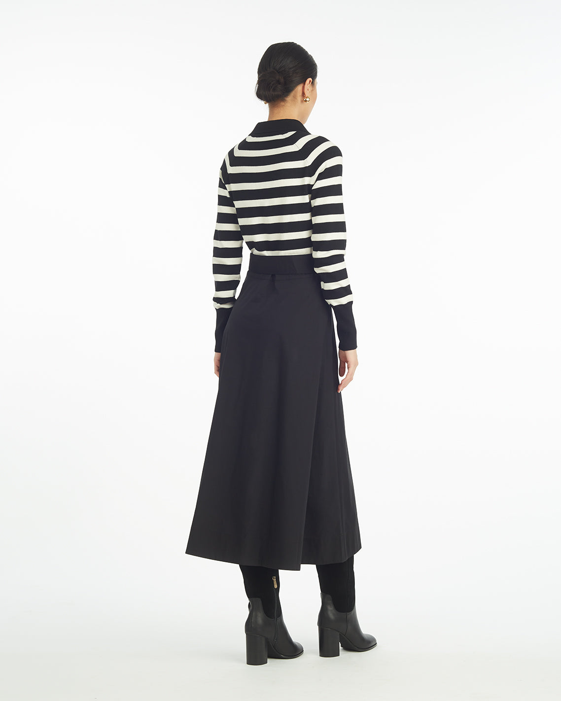 Darcy Mixed Media Dress in Black Stripe Belle Meade Black - Draper James