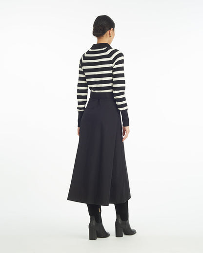 Darcy Mixed Media Dress in Black Stripe Belle Meade Black - Draper James