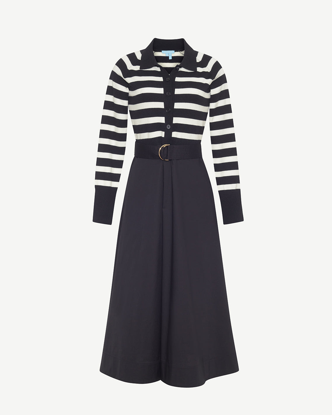 Darcy Mixed Media Dress in Black Stripe Belle Meade Black - Draper James