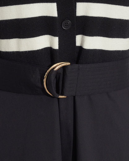 Darcy Mixed Media Dress in Black Stripe Belle Meade Black - Draper James