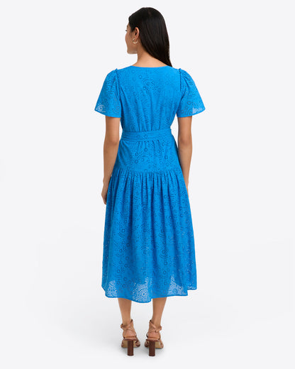 Mia Midi Dress in Eyelet French Blue Eyelet - Draper James