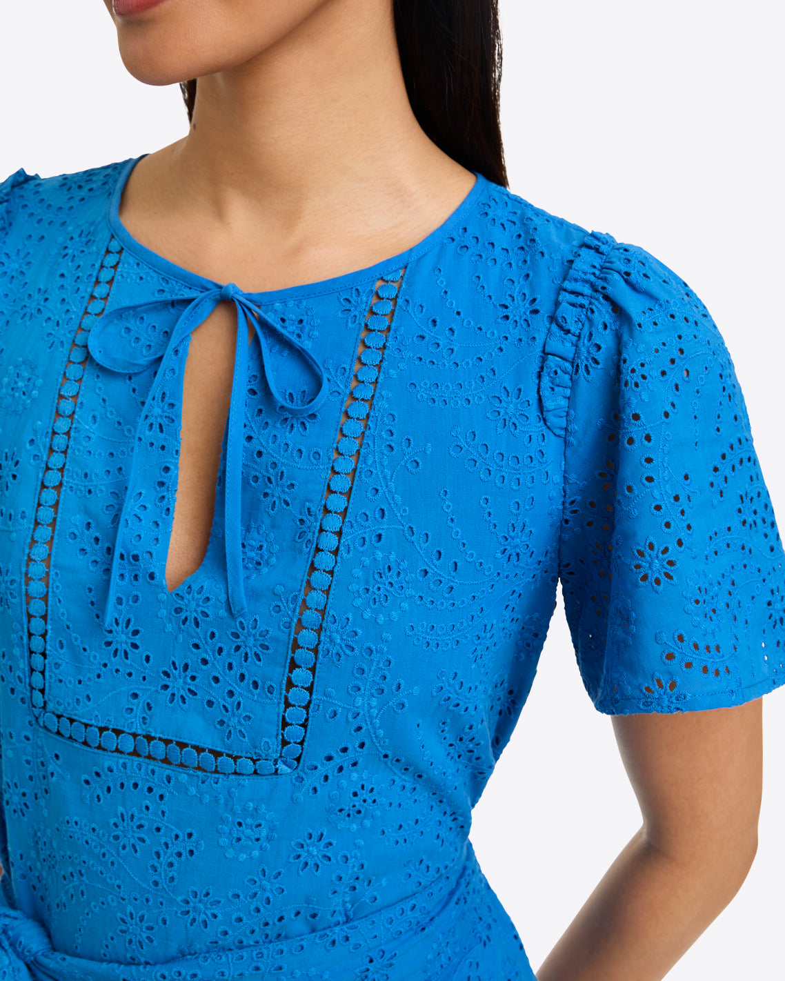 Mia Midi Dress in Eyelet French Blue Eyelet - Draper James