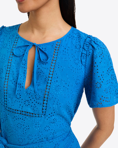 Mia Midi Dress in Eyelet French Blue Eyelet - Draper James