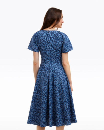 Caitlyn Square Neck Midi Dress in Ribbon Floral Ribbon Floral - Draper James