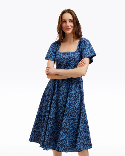 Caitlyn Square Neck Midi Dress in Ribbon Floral Ribbon Floral - Draper James