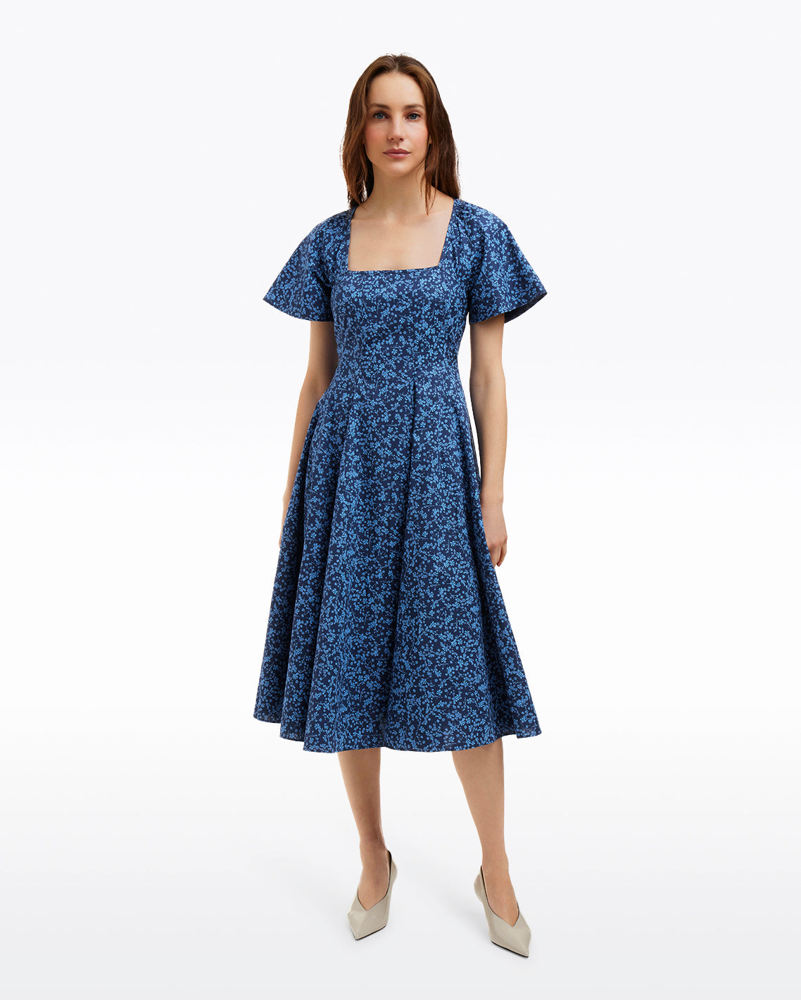 Caitlyn Square Neck Midi Dress in Ribbon Floral Ribbon Floral - Draper James