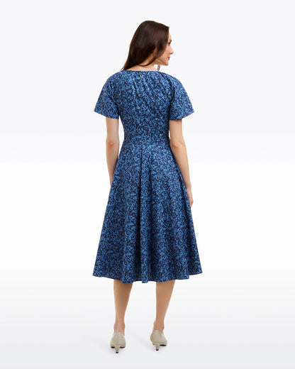 Caitlyn Square Neck Midi Dress in Ribbon Floral Ribbon Floral - Draper James