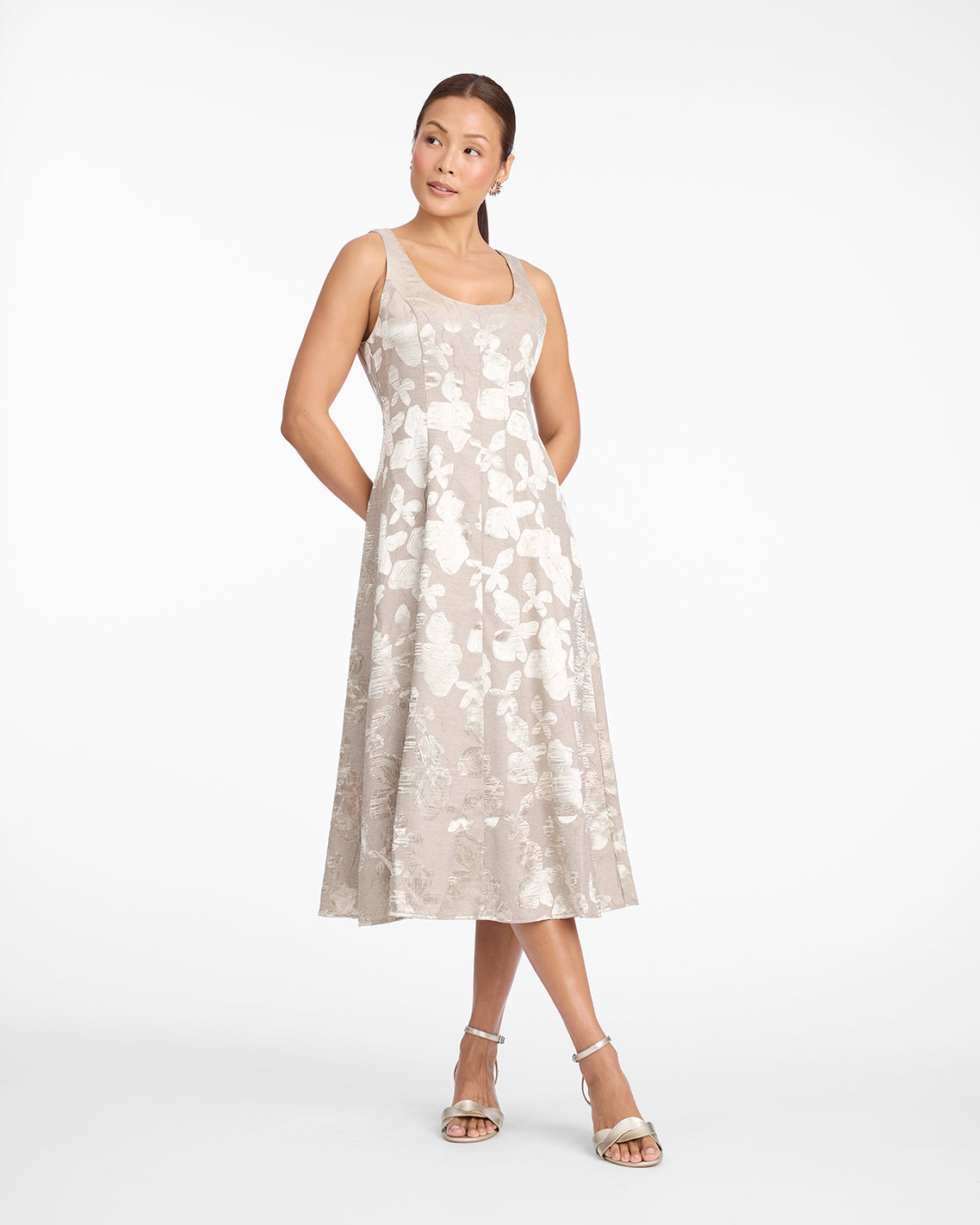 Delia Midi Dress in Jacquard Gold - Draper James