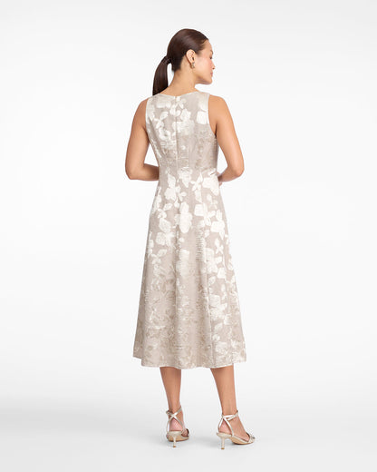 Delia Midi Dress in Jacquard Gold - Draper James