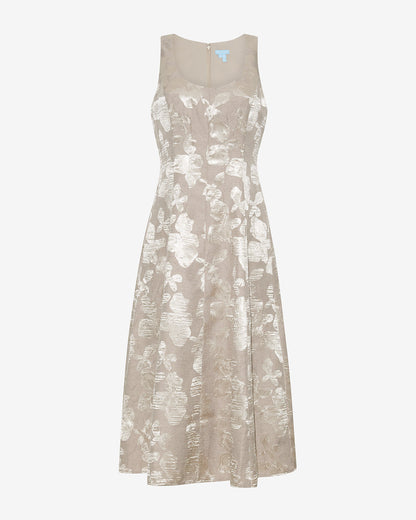 Delia Midi Dress in Jacquard Gold - Draper James