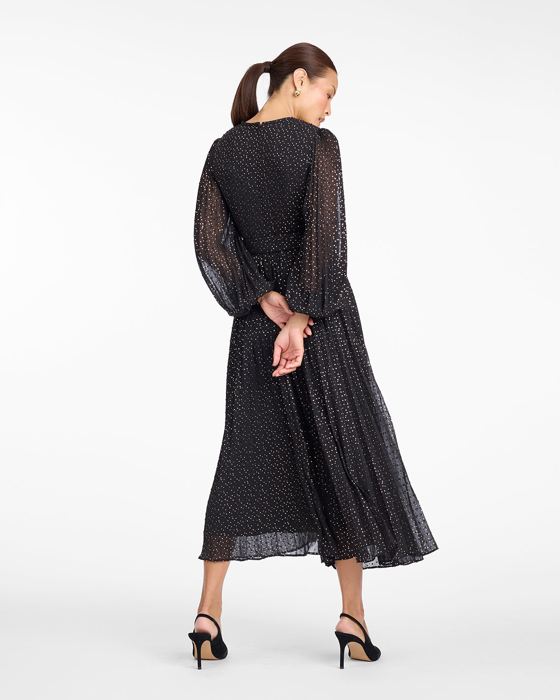 Maybelle Belted Midi Dress in Foil Dot Foil Dot - Draper James