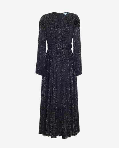 Maybelle Belted Midi Dress in Foil Dot Foil Dot - Draper James