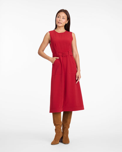 Juno Sleeveless Utility Dress in Red Red - Draper James