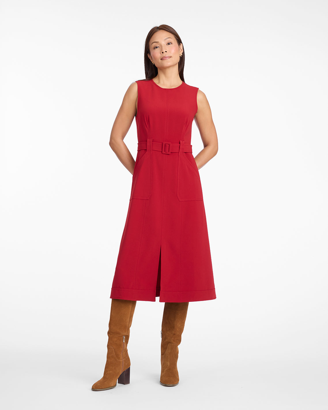 Juno Sleeveless Utility Dress in Red Red - Draper James
