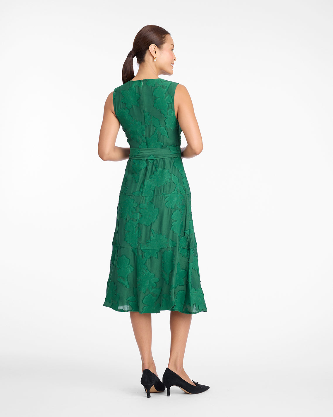 Elliston Midi Dress in Jacquard Green - Draper James