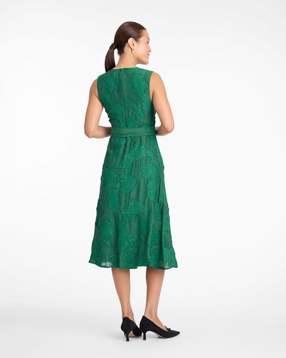 Elliston Midi Dress in Jacquard Green - Draper James