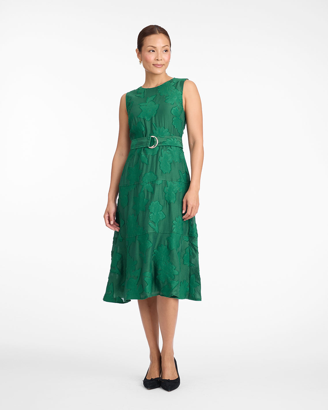 Elliston Midi Dress in Jacquard Green - Draper James