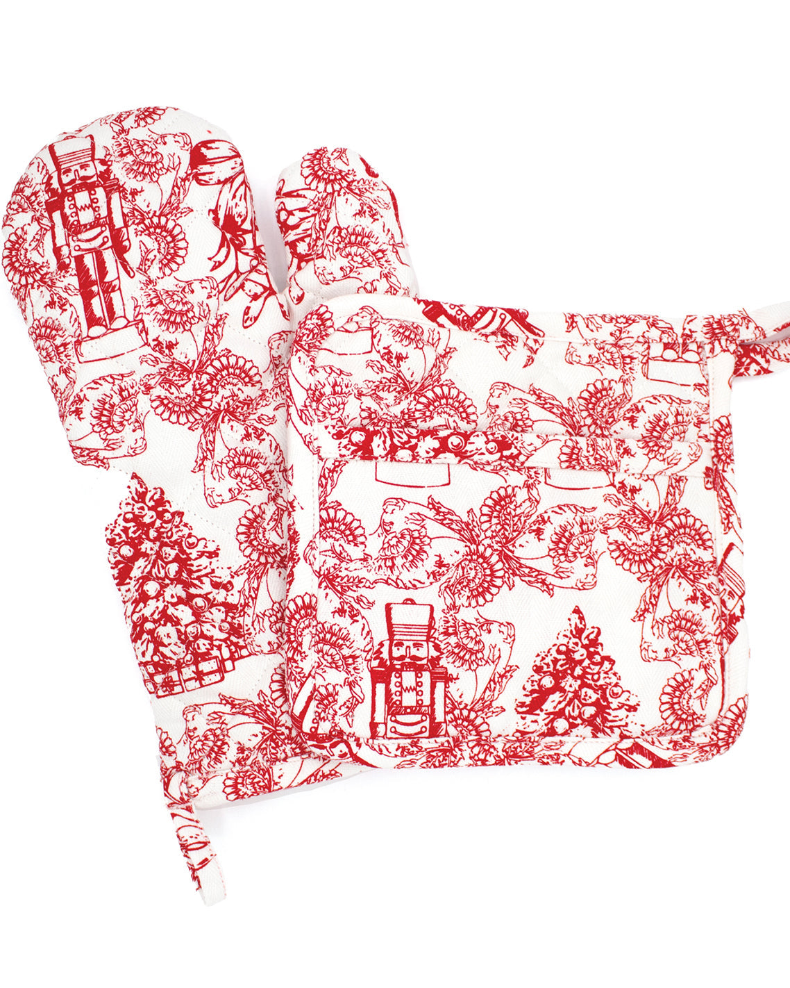 Santa Toile Oven Mitt Set Multicolor - Draper James