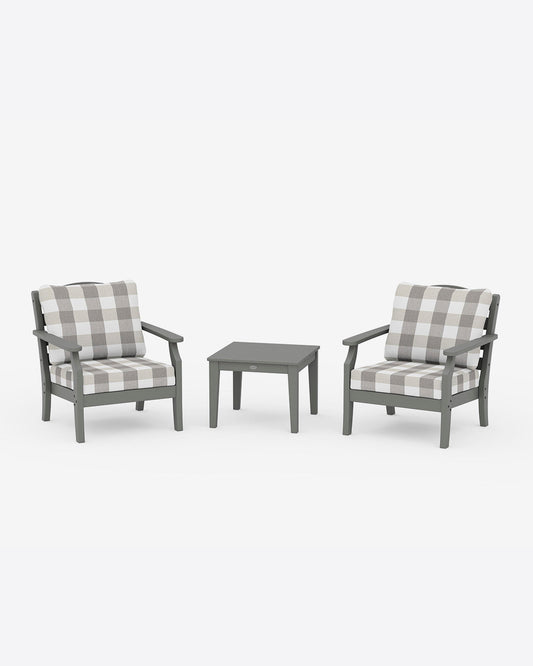 Savannah 3-Piece Deep Seating Set – Buffalo Plaid Original Slate Grey - Draper James