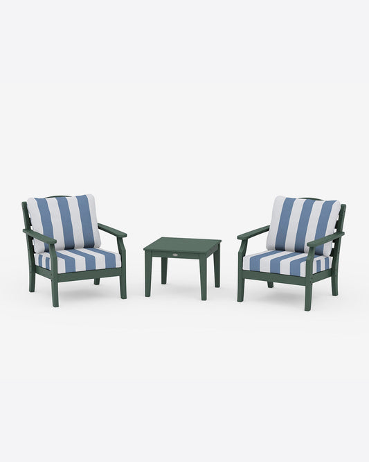 Savannah 3-Piece Seating Set – Cabana Stripe Teal Forest - Draper James