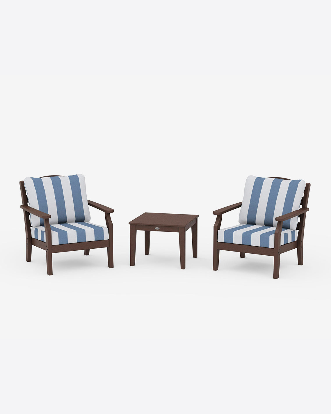 Savannah 3-Piece Seating Set – Cabana Stripe Blue Mahogany - Draper James