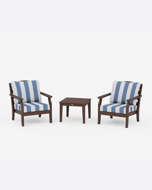 Savannah 3-Piece Seating Set – Cabana Stripe Blue Mahogany - Draper James