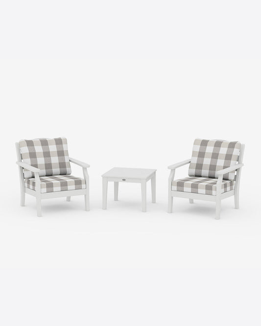 Savannah 3-Piece Seating Set – Buffalo Plaid Classic White White - Draper James