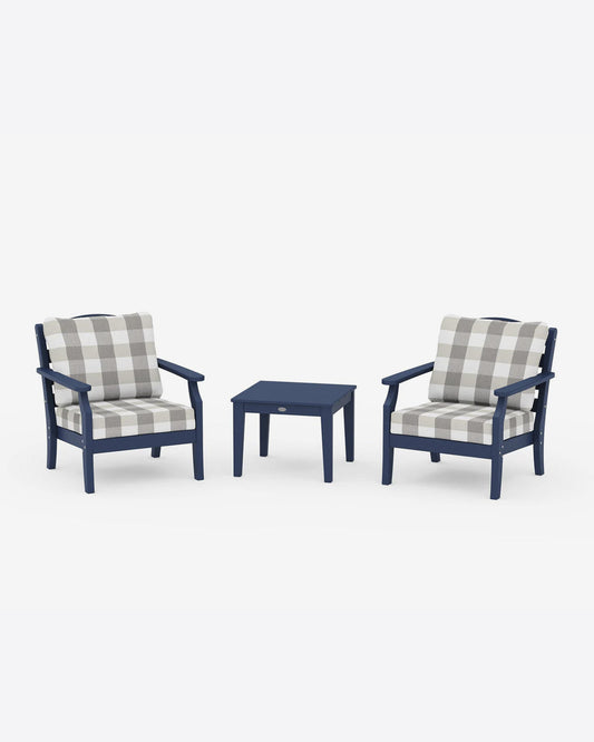 Savannah 3-Piece Seating Set – Buffalo Plaid Blue Navy - Draper James