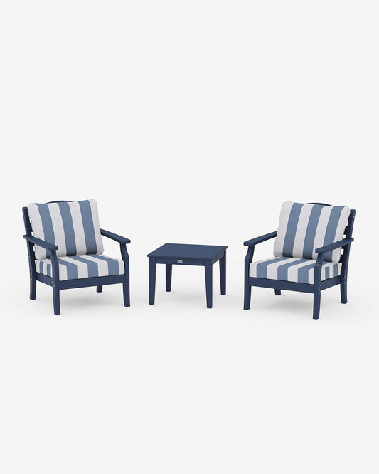 Savannah 3-Piece Seating Set – Cabana Stripe Classic Navy - Draper James