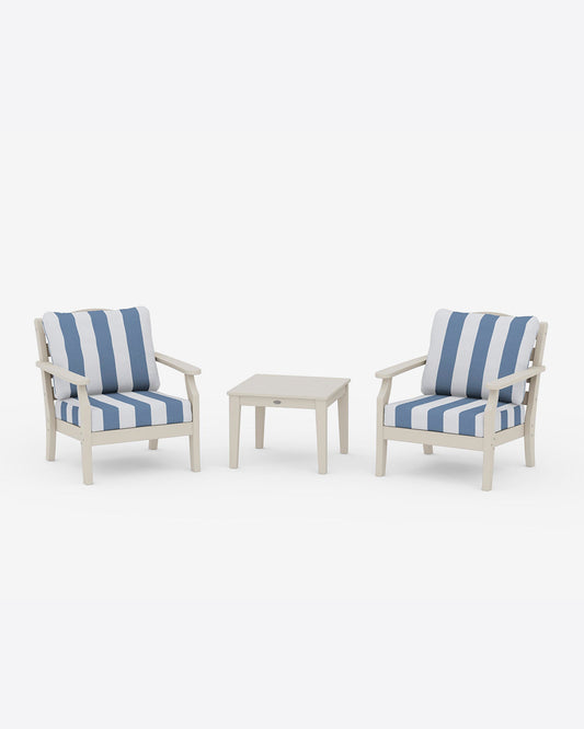 Savannah 3-Piece Seating Set – Cabana Stripe White Sand - Draper James
