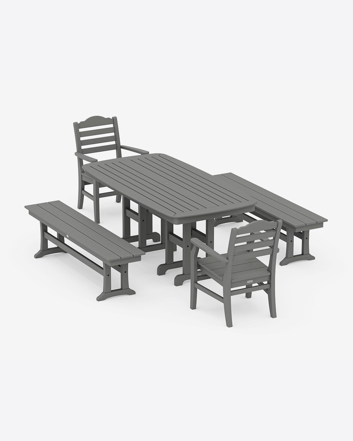 Savannah 5-Piece Dining Set with Benches in Gray Slate Grey - Draper James