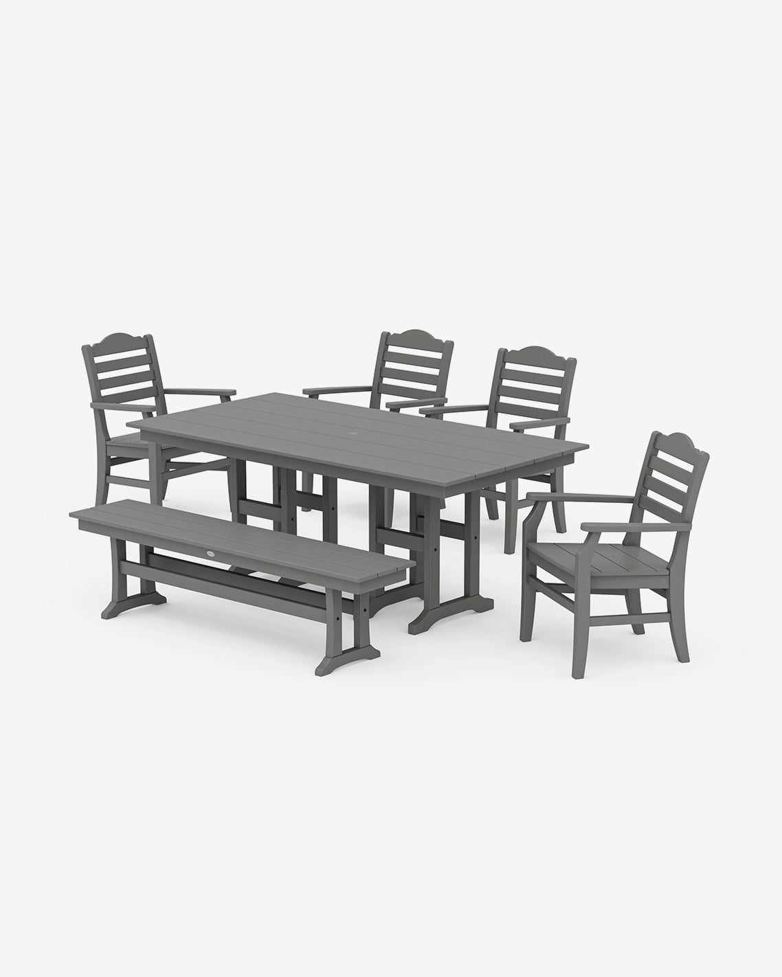 Savannah 6-Piece Farmhouse Dining Set with Bench in Gray Slate Grey - Draper James