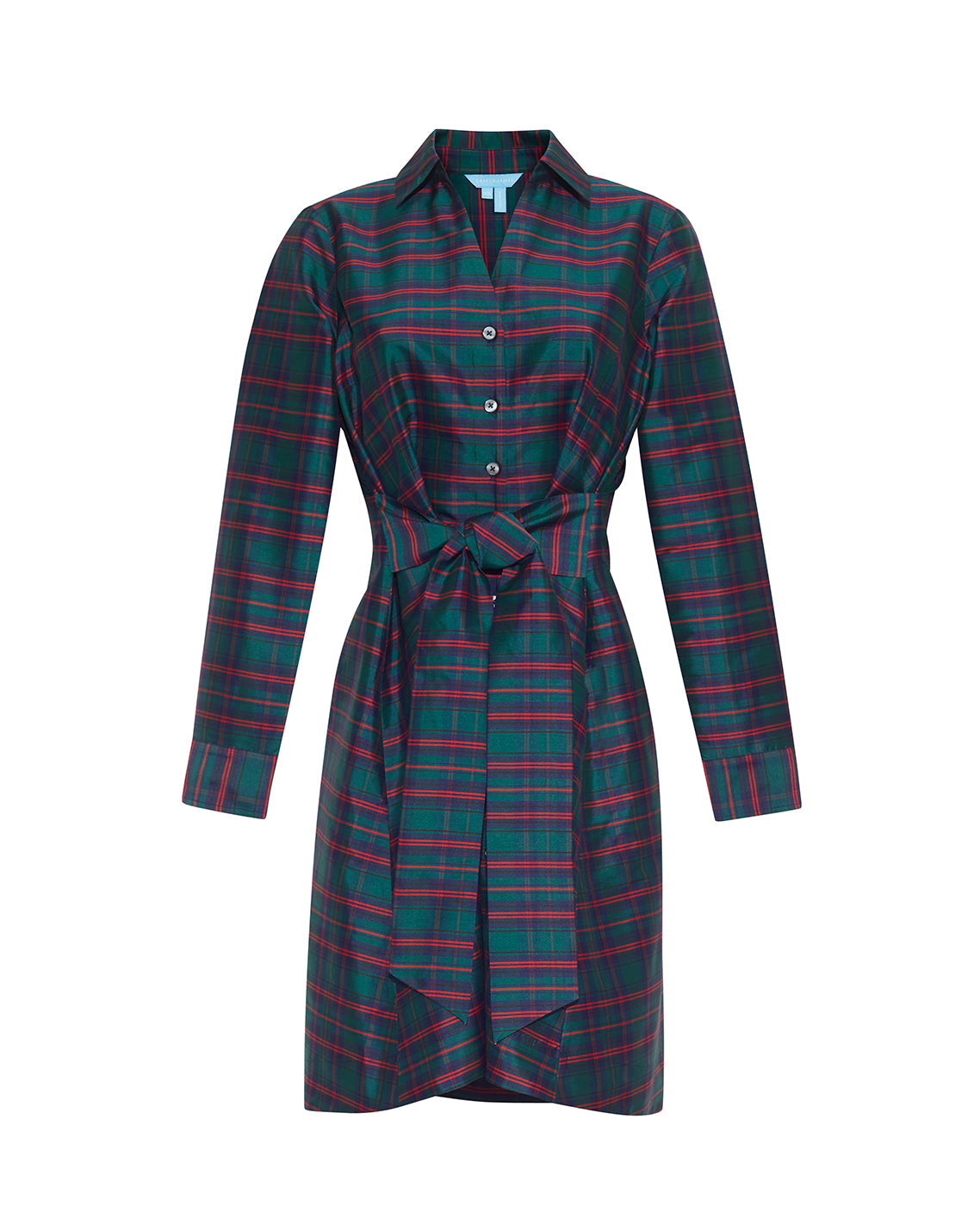 Layla Mini Shirtdress in Plaid Green Multi - Draper James
