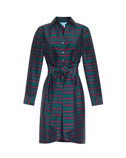 Layla Mini Shirtdress in Plaid Green Multi - Draper James