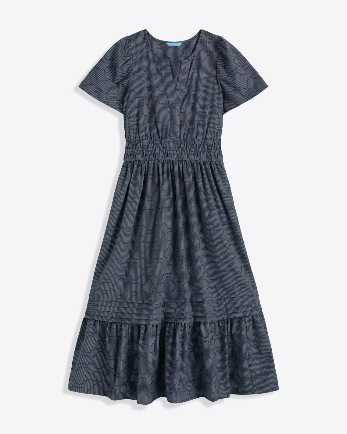 Hollie Midi Dress in Navy Textured Stripe Nassau Navy - Draper James