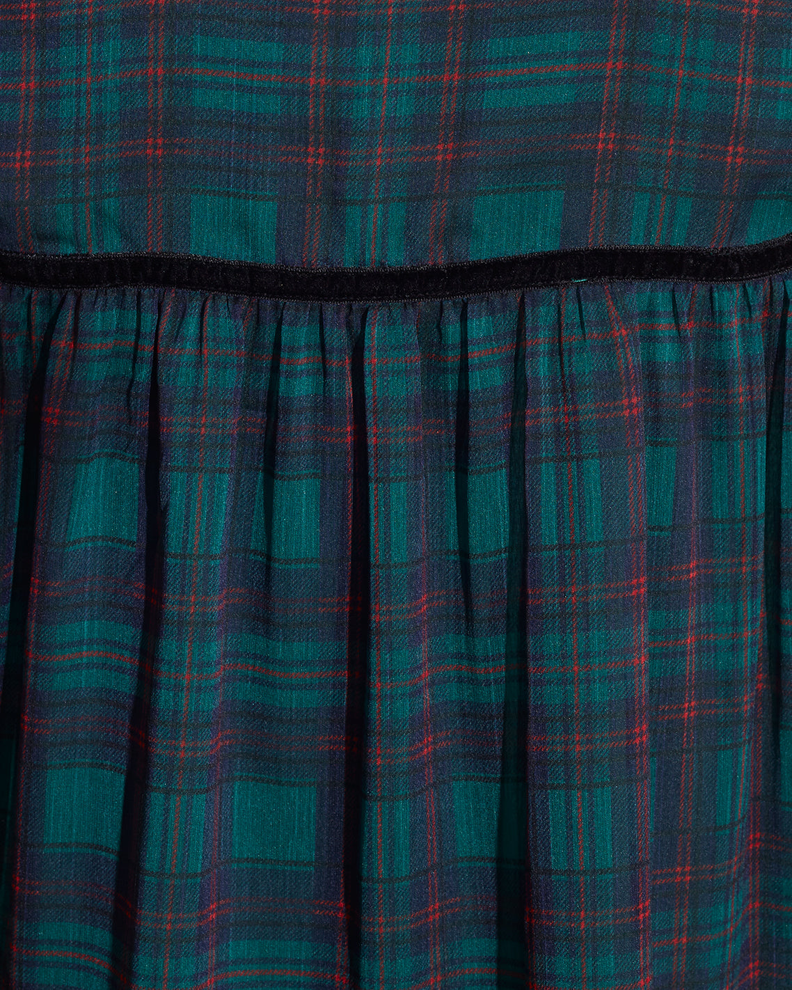 Bow Long-Sleeve Top in Evergreen Tartan Green Multi - Draper James